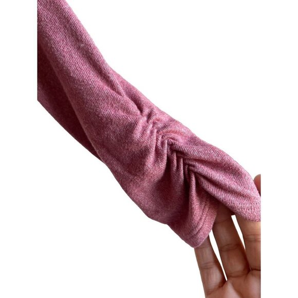 Zella Girl XL 14/16 Pink Pullover Crewneck Knit Top Ruched Long Sleeve - Picture 6 of 7